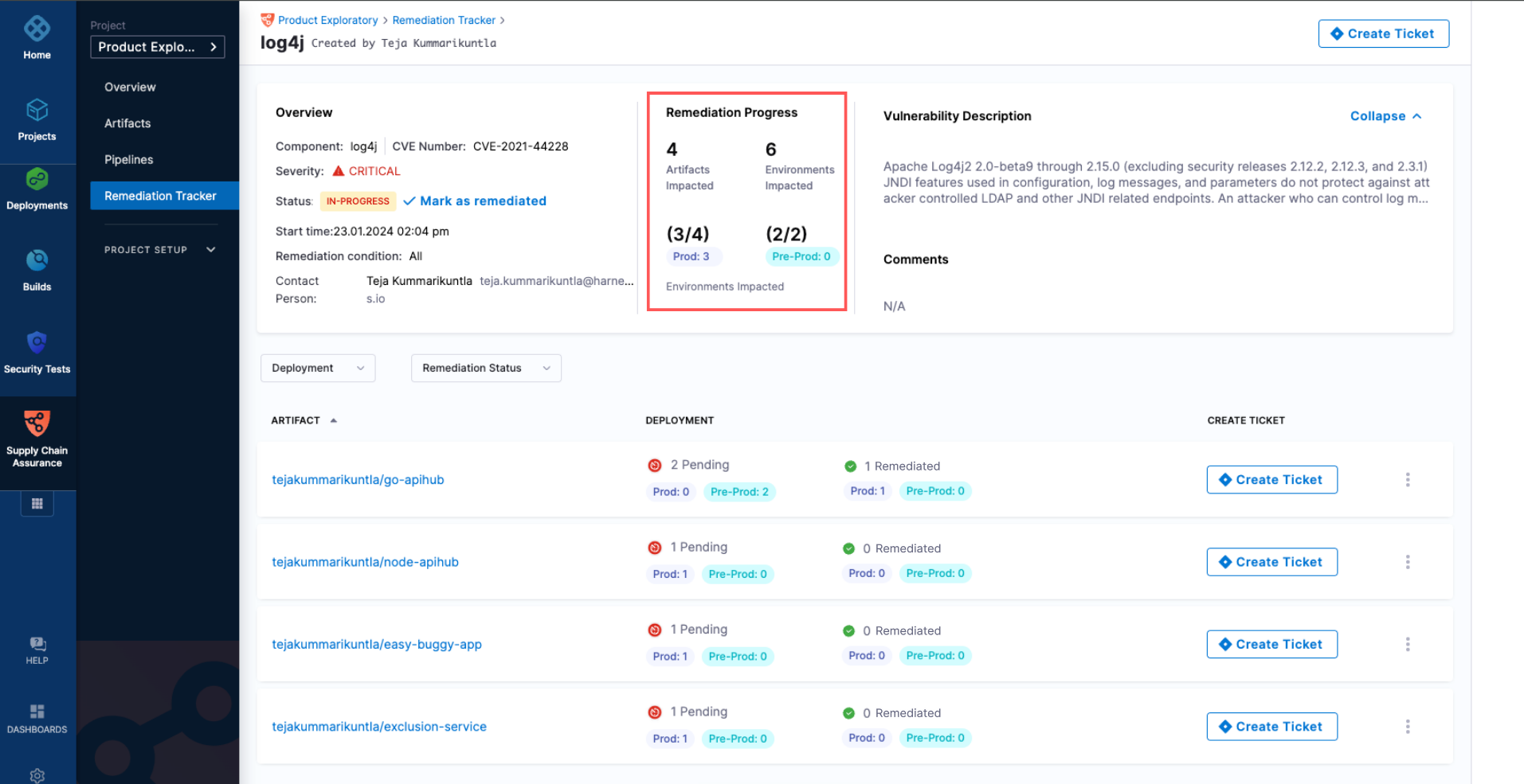 alt_tTracking the overall Remediation progressext